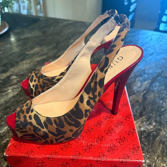 Guess Size 7 Leopard Print with Red Heels - Picture 3 of 3
